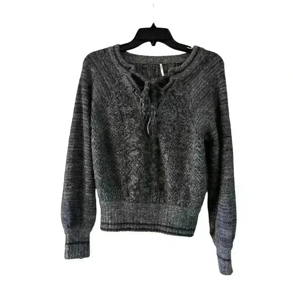 FREE PEOPLE Womens Gray Hoops And Hollas Pullover Sweater Size XS - Picture 1 of 5